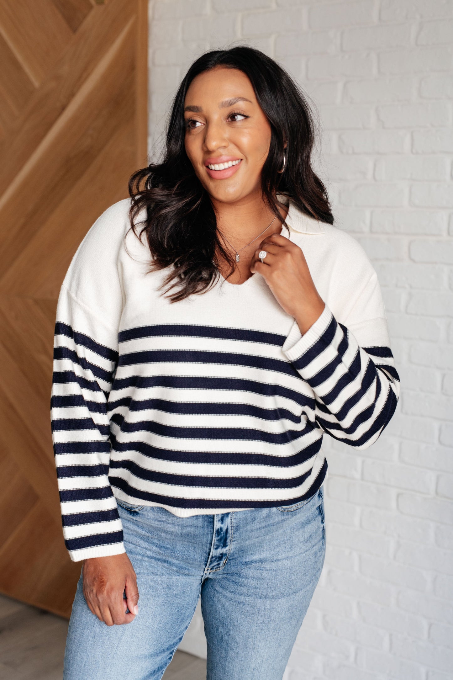 Sabine | “Memorable Moments” striped sweater in white