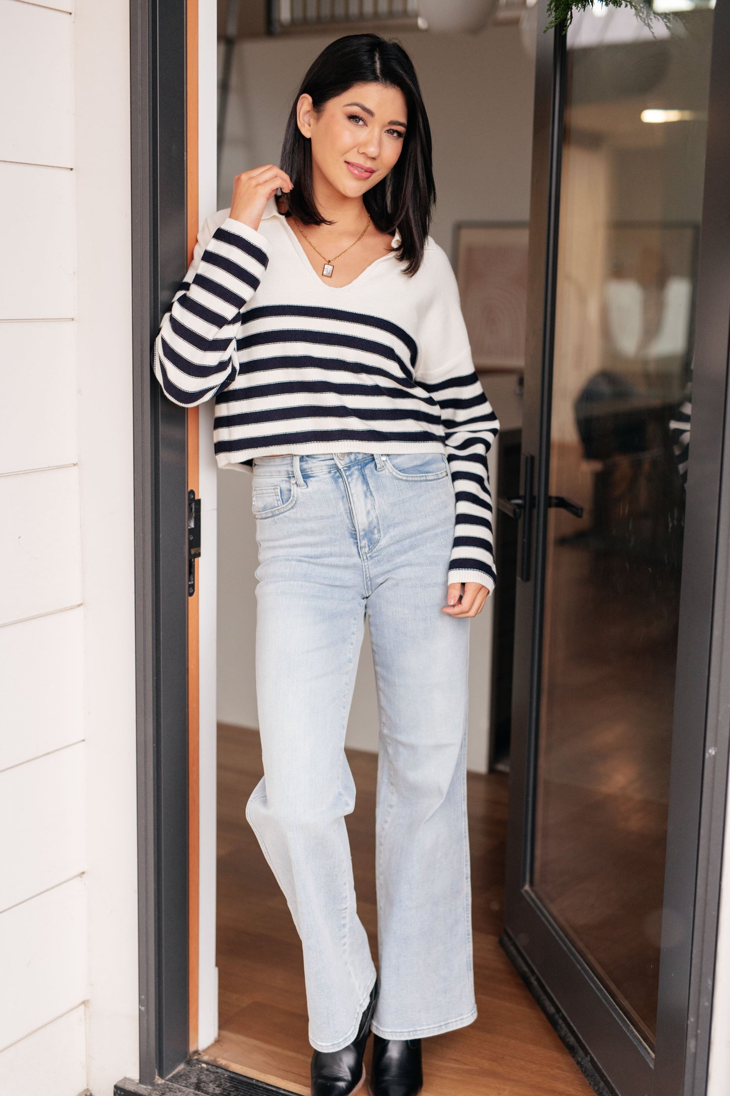 Sabine | “Memorable Moments” striped sweater in white