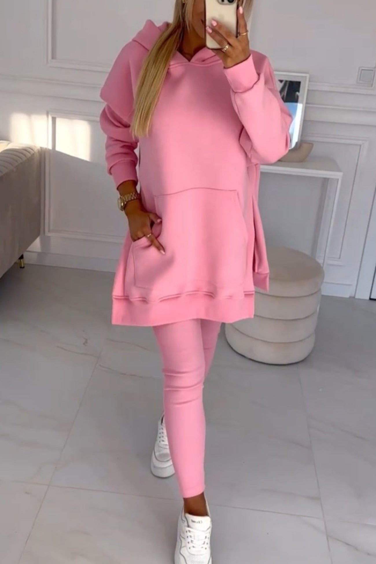 Carla | Mid-Length Hooded Slit Leggings Suits