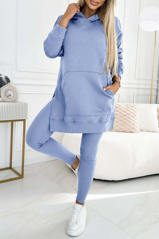 Carla | Mid-Length Hooded Slit Leggings Suits