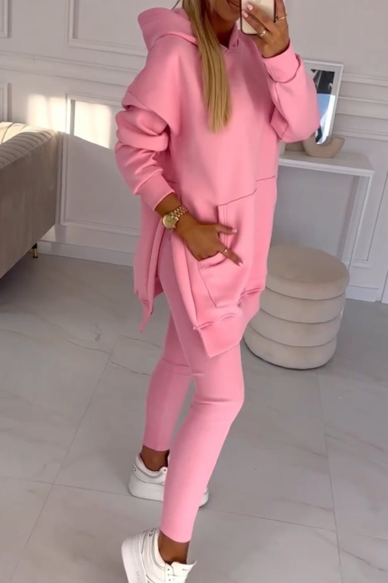 Carla | Mid-Length Hooded Slit Leggings Suits