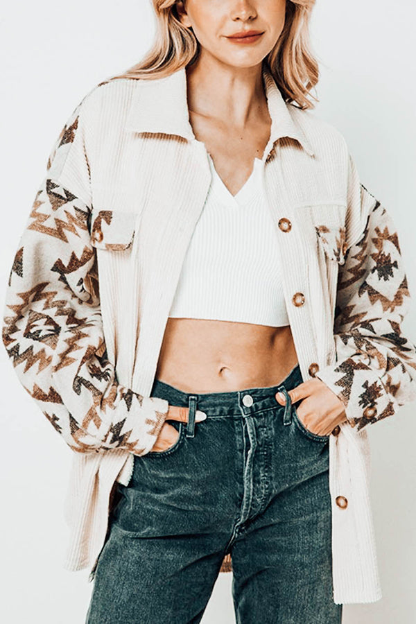 Andrea | Aztec-inspired corduroy winter coat for women.