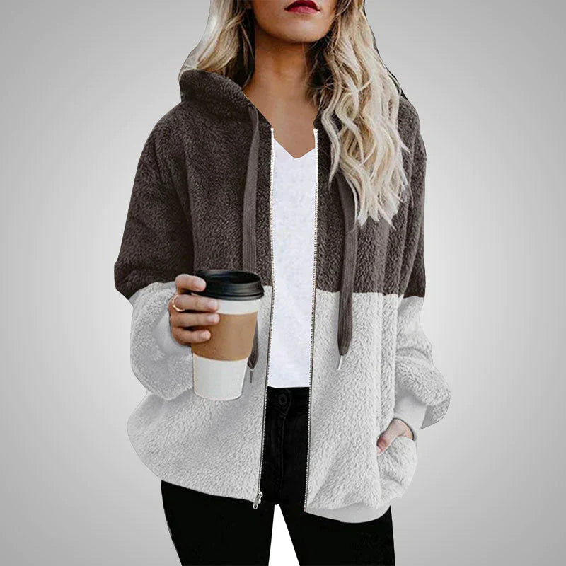 Evelyn | Teddy cardigan with a warm hood for women