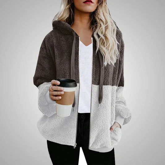 Evelyn | Teddy cardigan with a warm hood for women