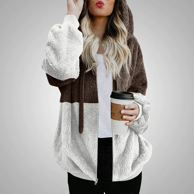 Evelyn | Teddy cardigan with a warm hood for women