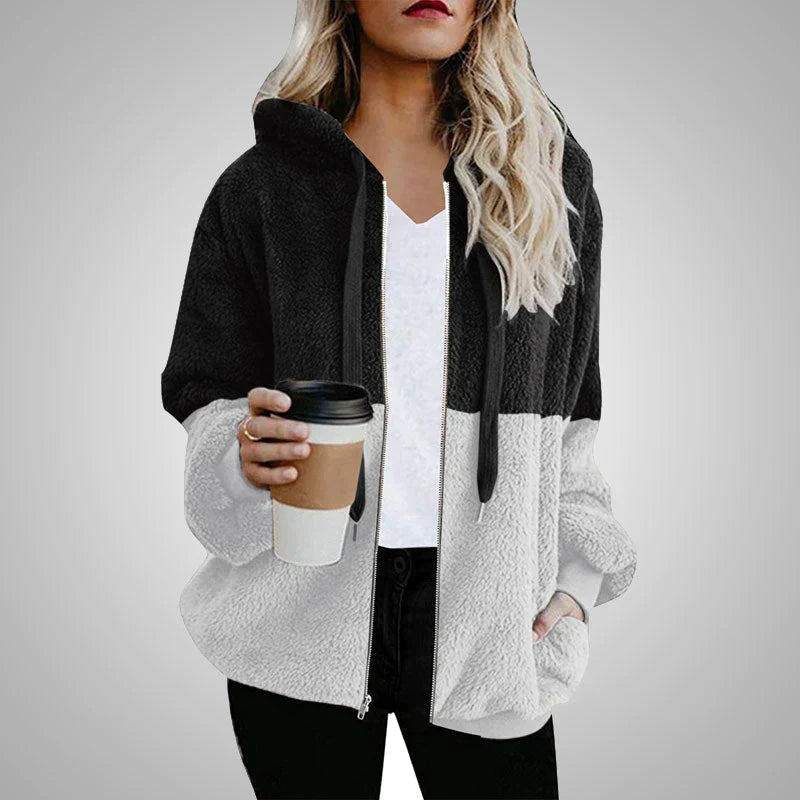 Evelyn | Teddy cardigan with a warm hood for women