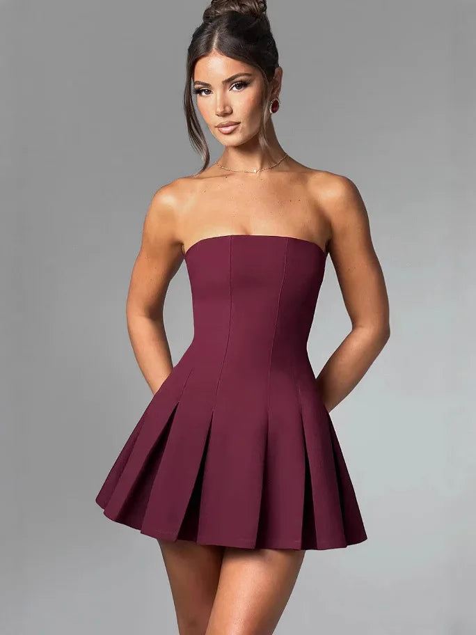 Bow Backless Strapless Party Dress
