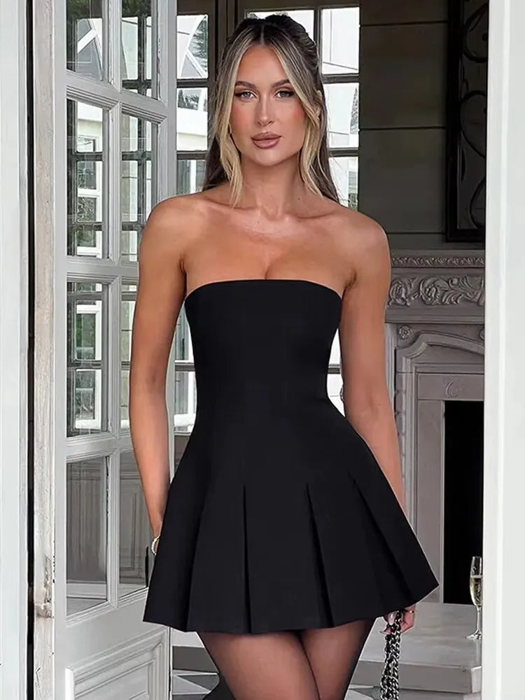 Bow Backless Strapless Party Dress
