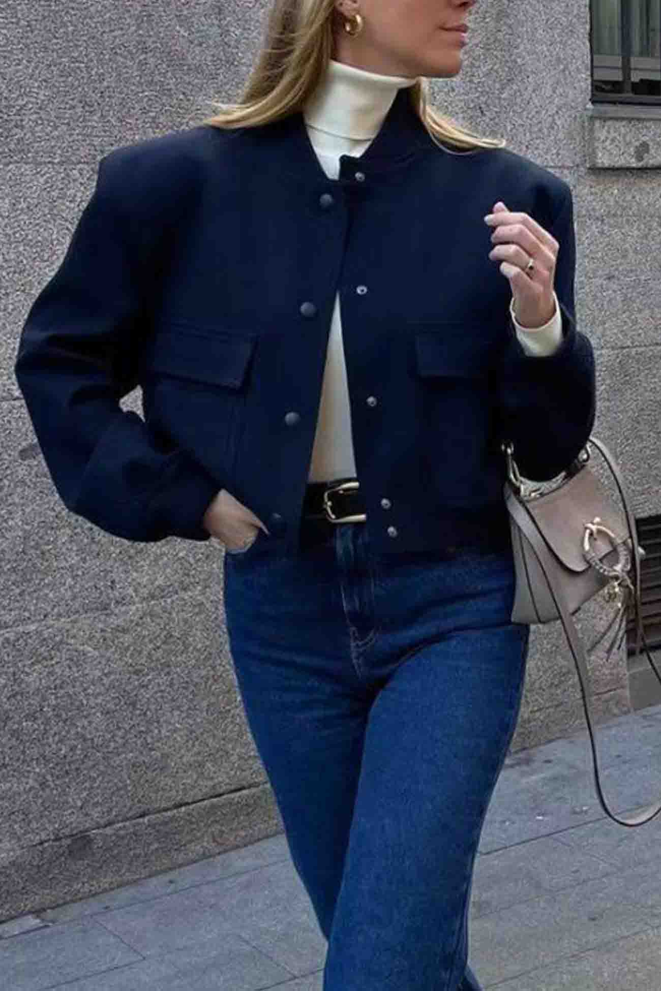 Nicole | Plain jacket with pockets and stand-up collar