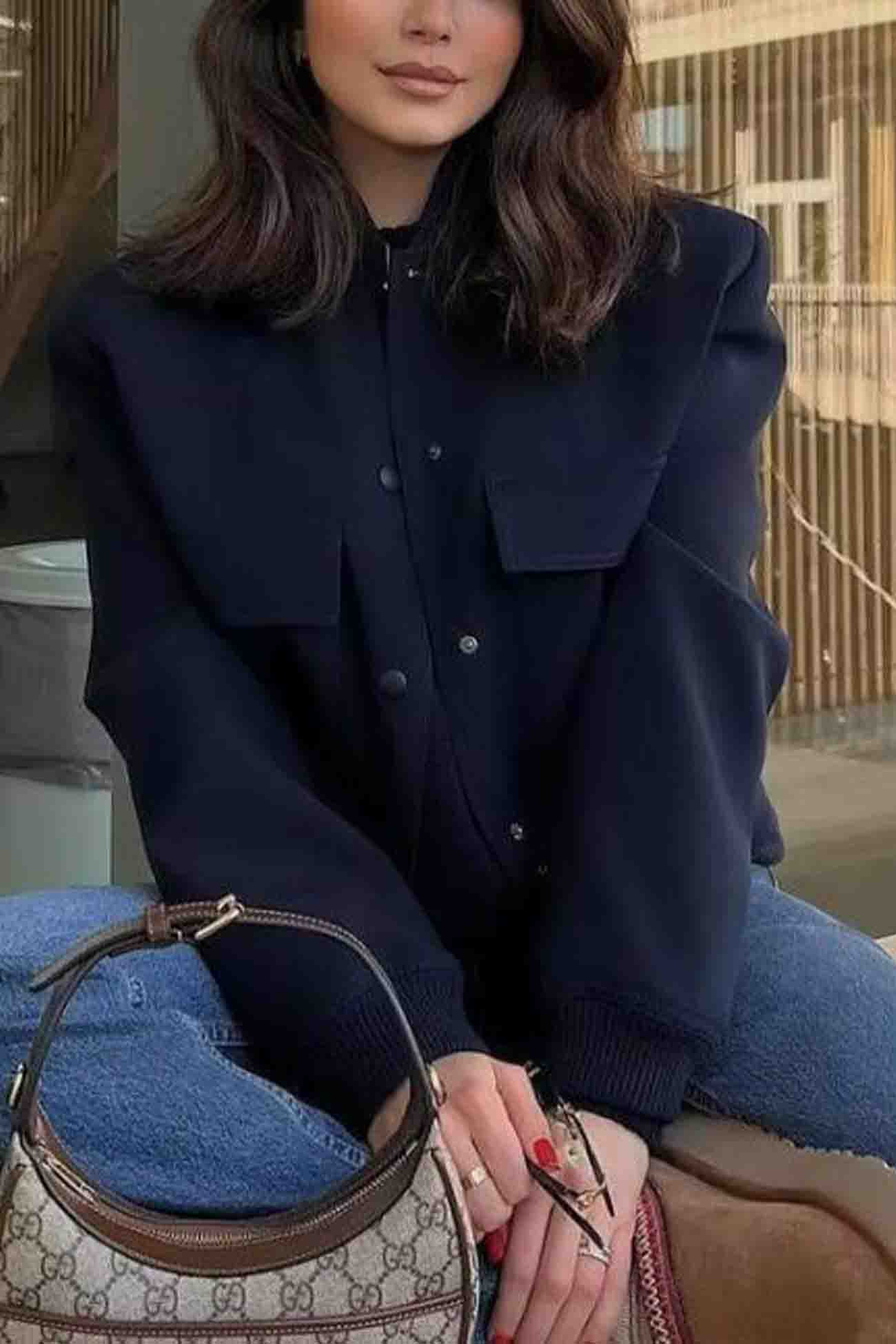 Nicole | Plain jacket with pockets and stand-up collar