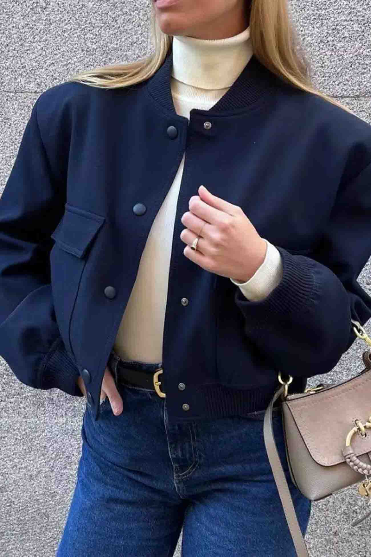 Nicole | Plain jacket with pockets and stand-up collar