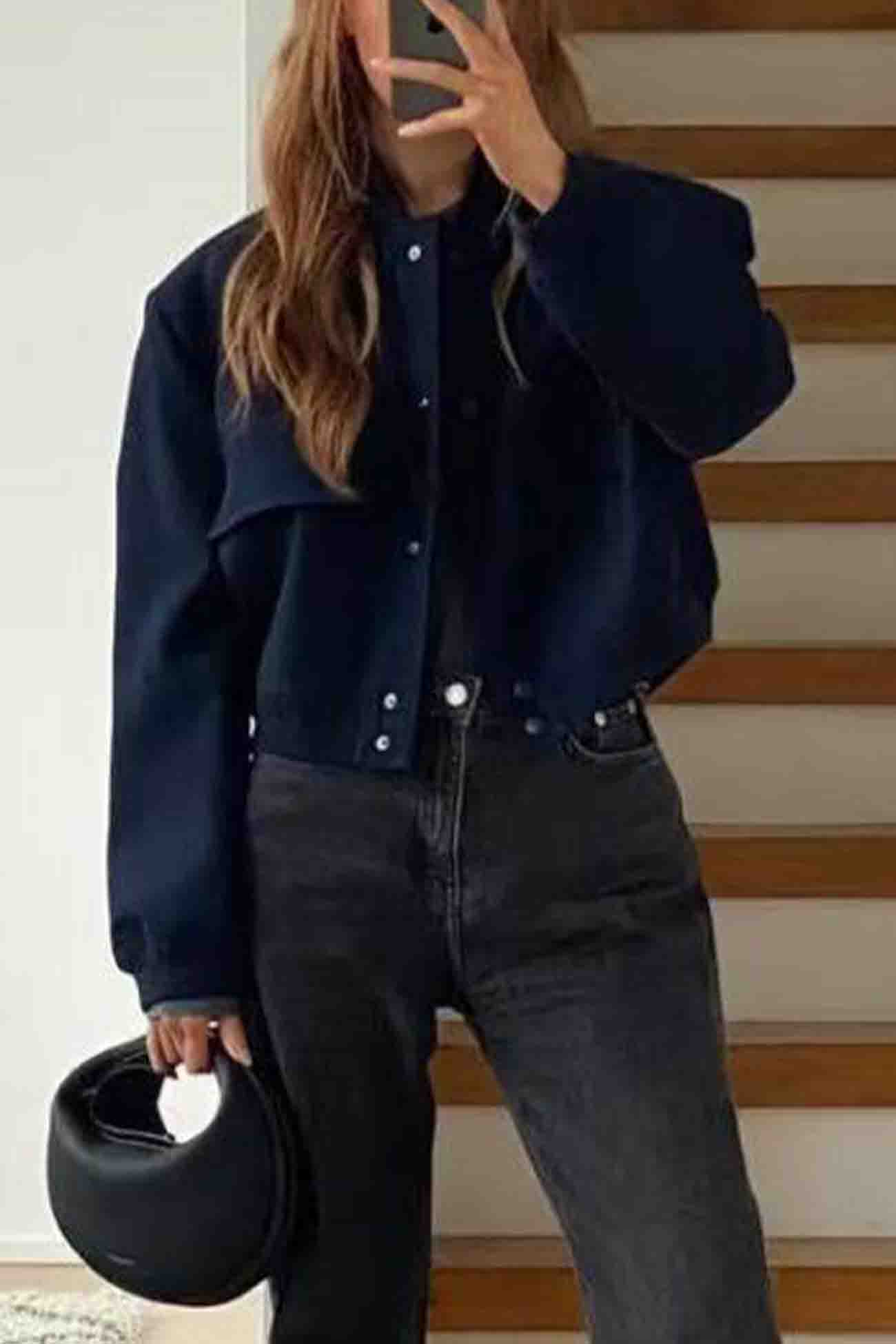 Nicole | Plain jacket with pockets and stand-up collar