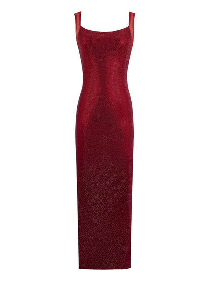 Hot Diamond Hip Skirt Open Back Dress