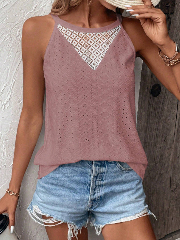 Sabrina® | Women'S Sleeveless Top With Fine Openwork Pattern And Elegant Lace Inserts