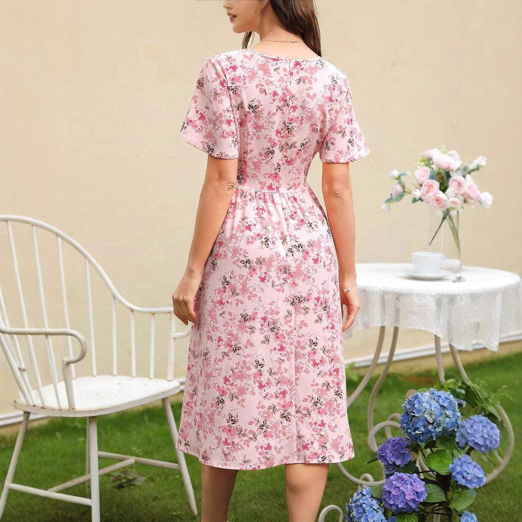 Zuleyka® | Women'S Floral Dress With V-Neck And Tailored Tie Belt