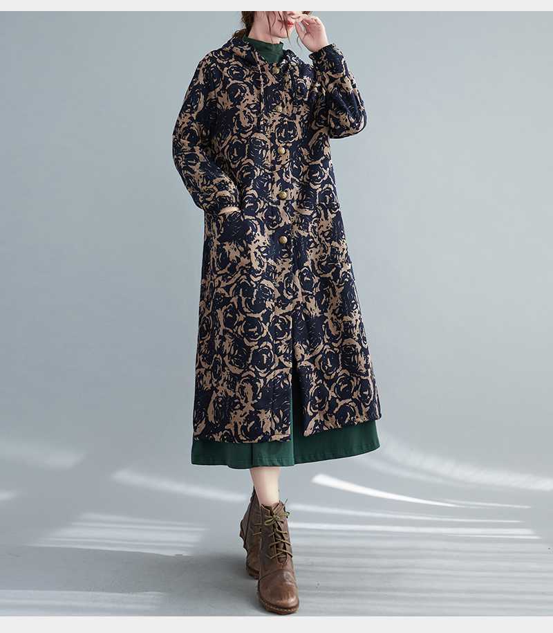 Mila | Long vintage-style cotton winter coat with hood