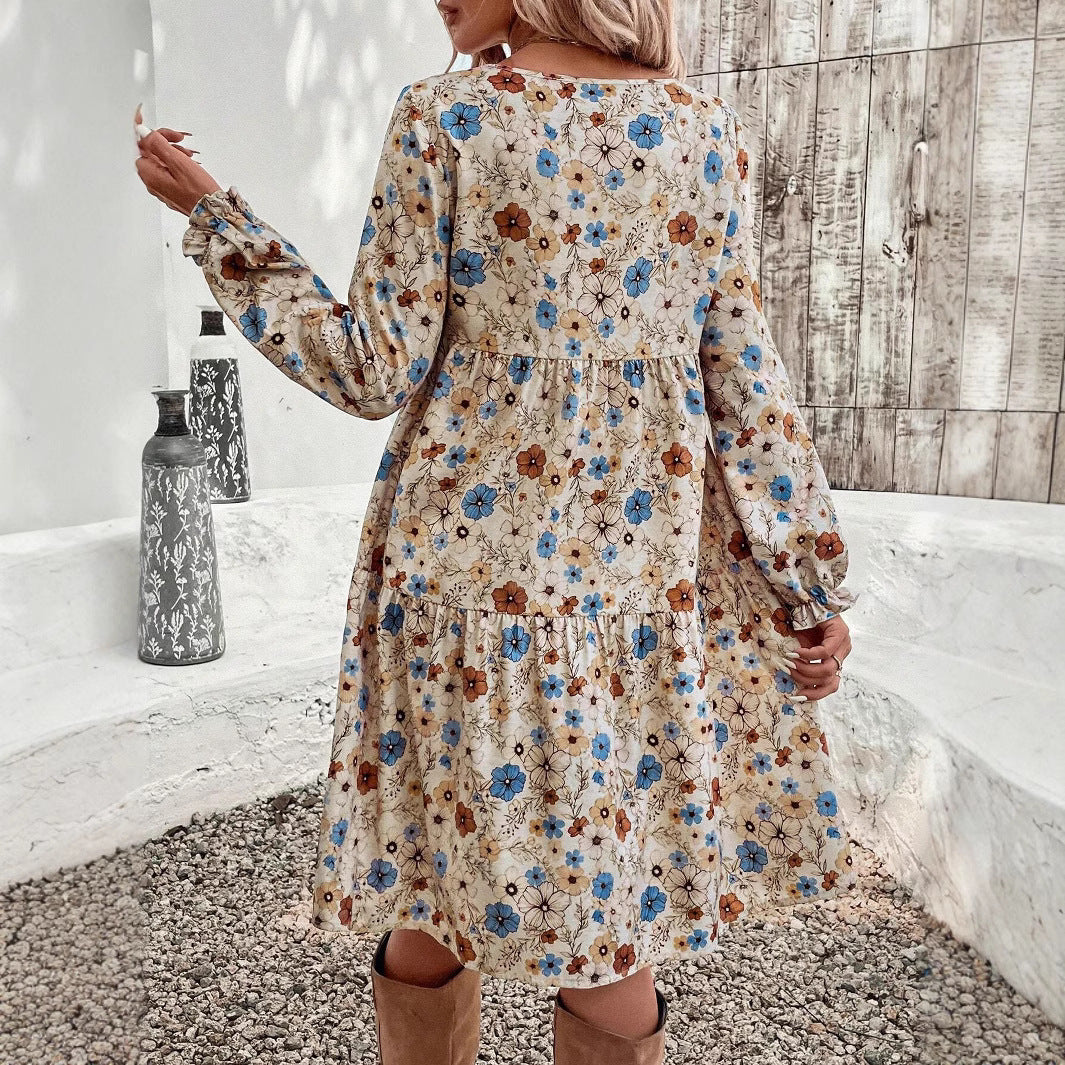 Norma® | Women'S Floral Dress With A Casual Cut And Elegant Puff Sleeves
