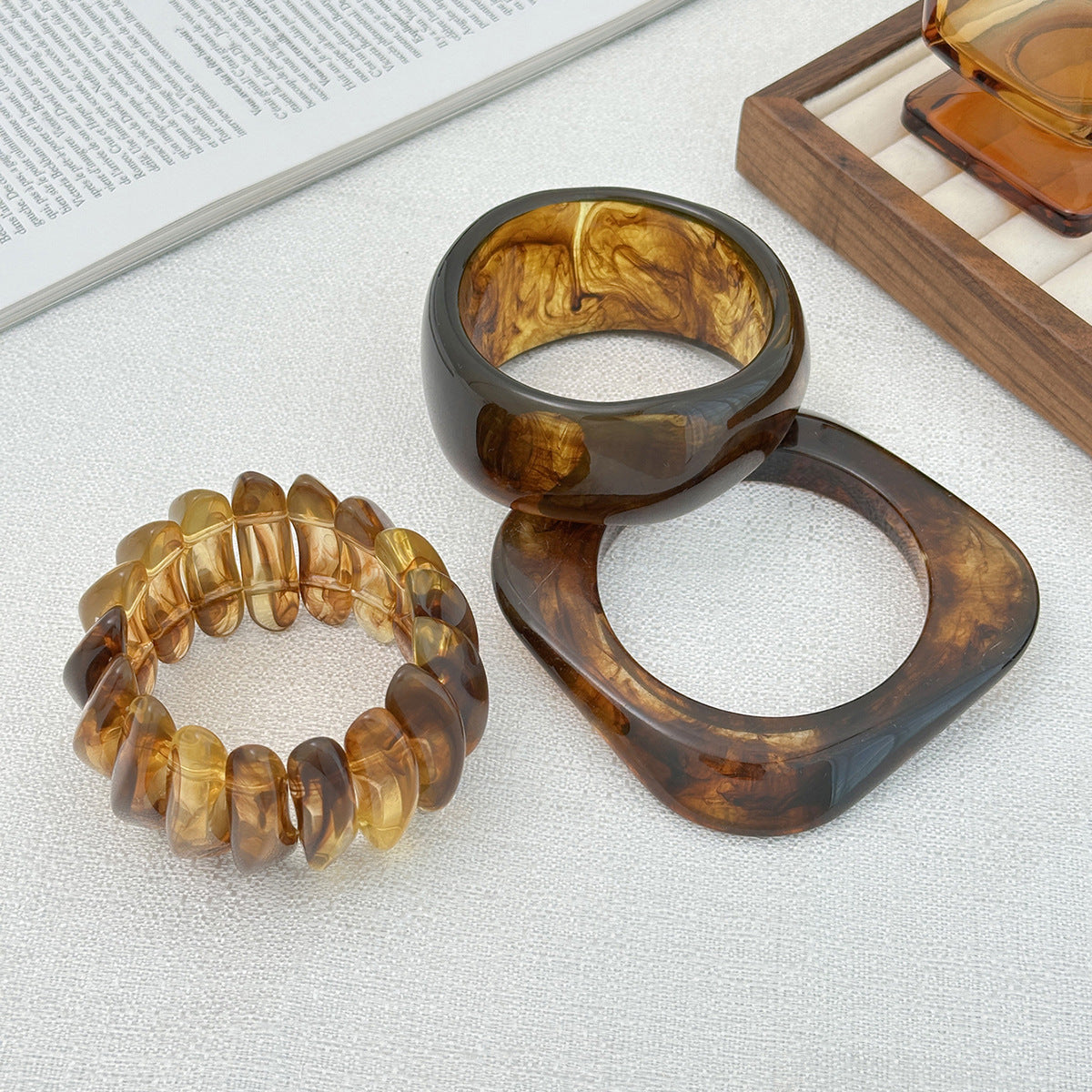 Wide Marble Texture Translucent Bracelet