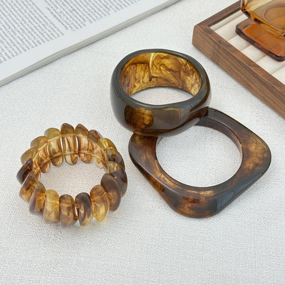 Wide Marble Texture Translucent Bracelet