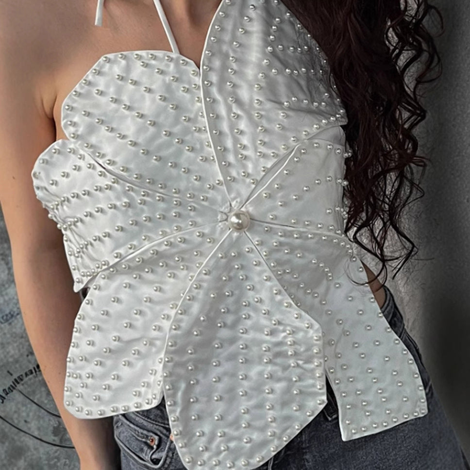 Paola® | Women'S Evening Top With Floral Detail And Pearl Embellishment
