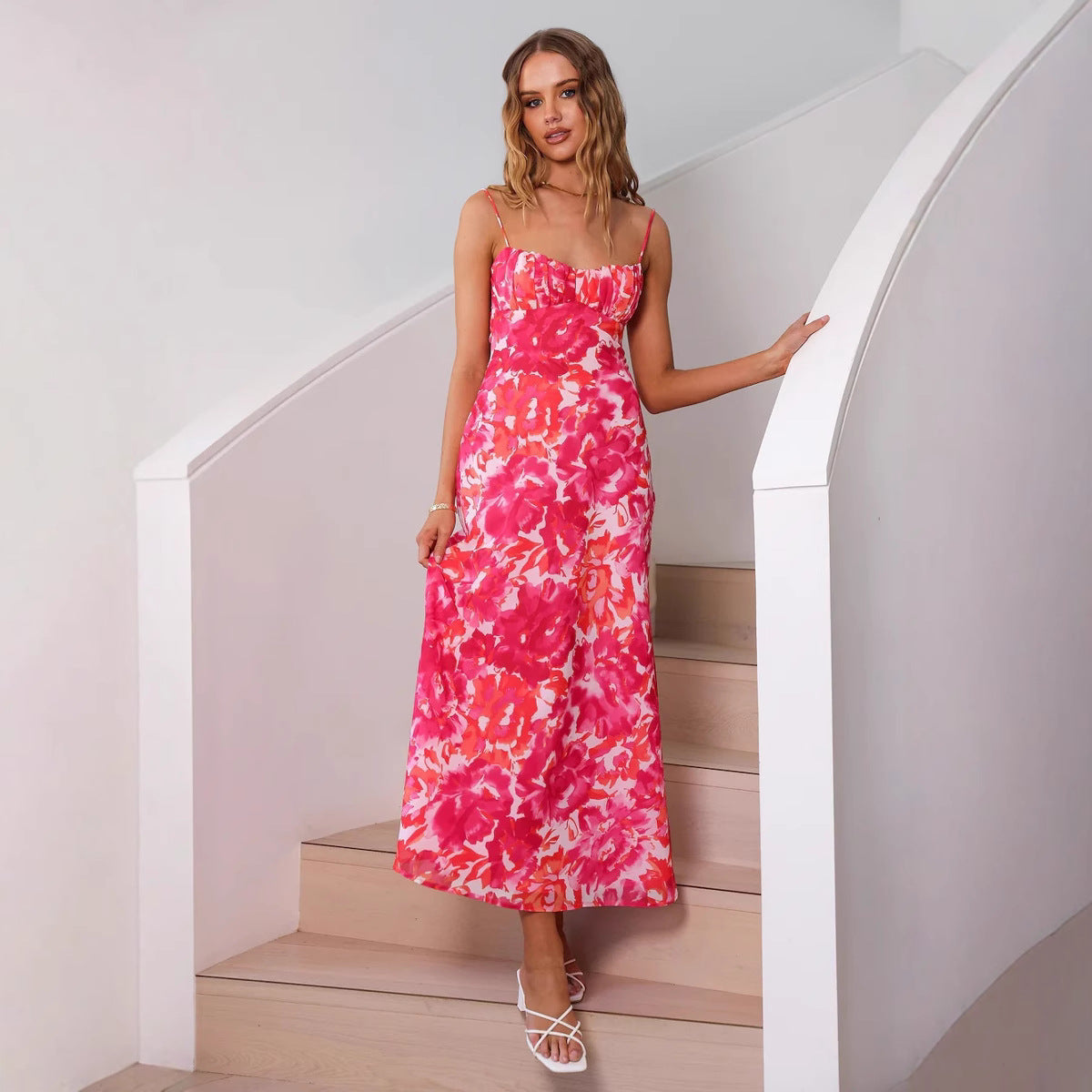 Wanda® | Women'S Floral Maxi Dress With Ruffle Hem