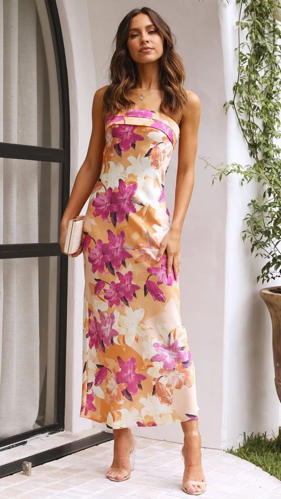 Nina® | Solid Satin Long Dress With Fold-Over Neckline