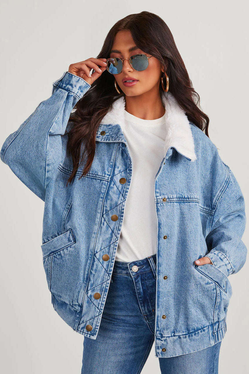 Maribel® | Women's denim jacket with fleece collar