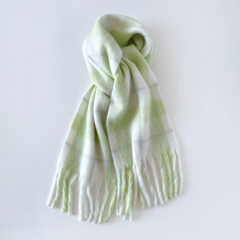 Plaid Mohair Blend Scarf