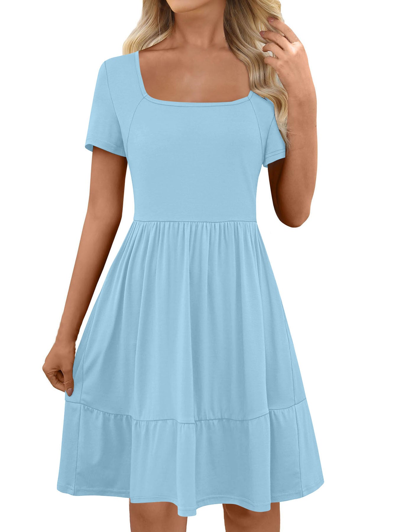 Luisa® | Women'S A-Line Casual Dress With Square Neckline And Flounce