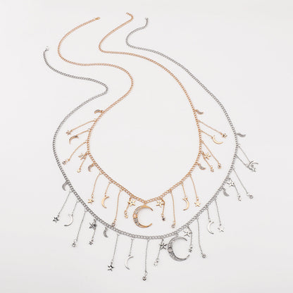 Elegant Tassel Star Moon Diamond Waist Body Chain