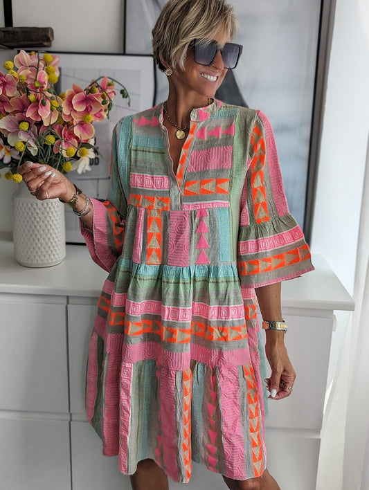 Megan® | Bohemian Dress With Ethnic Print