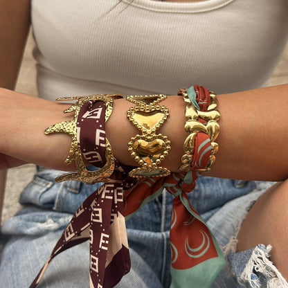 Stainless Steel Starfish Heart Open Bracelet