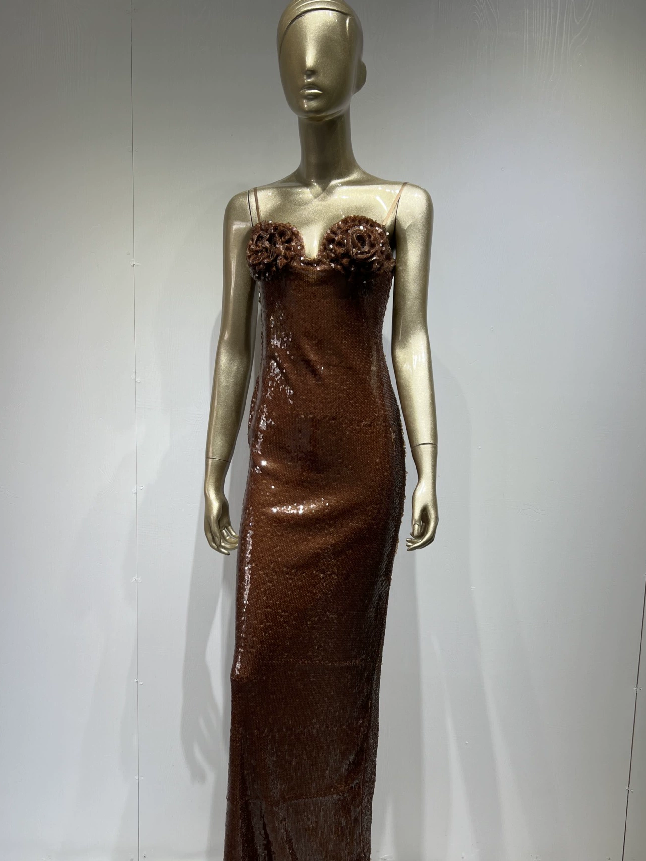 Sleeveless Backless Flower Sequins  Bodycon Maxi Long Dress