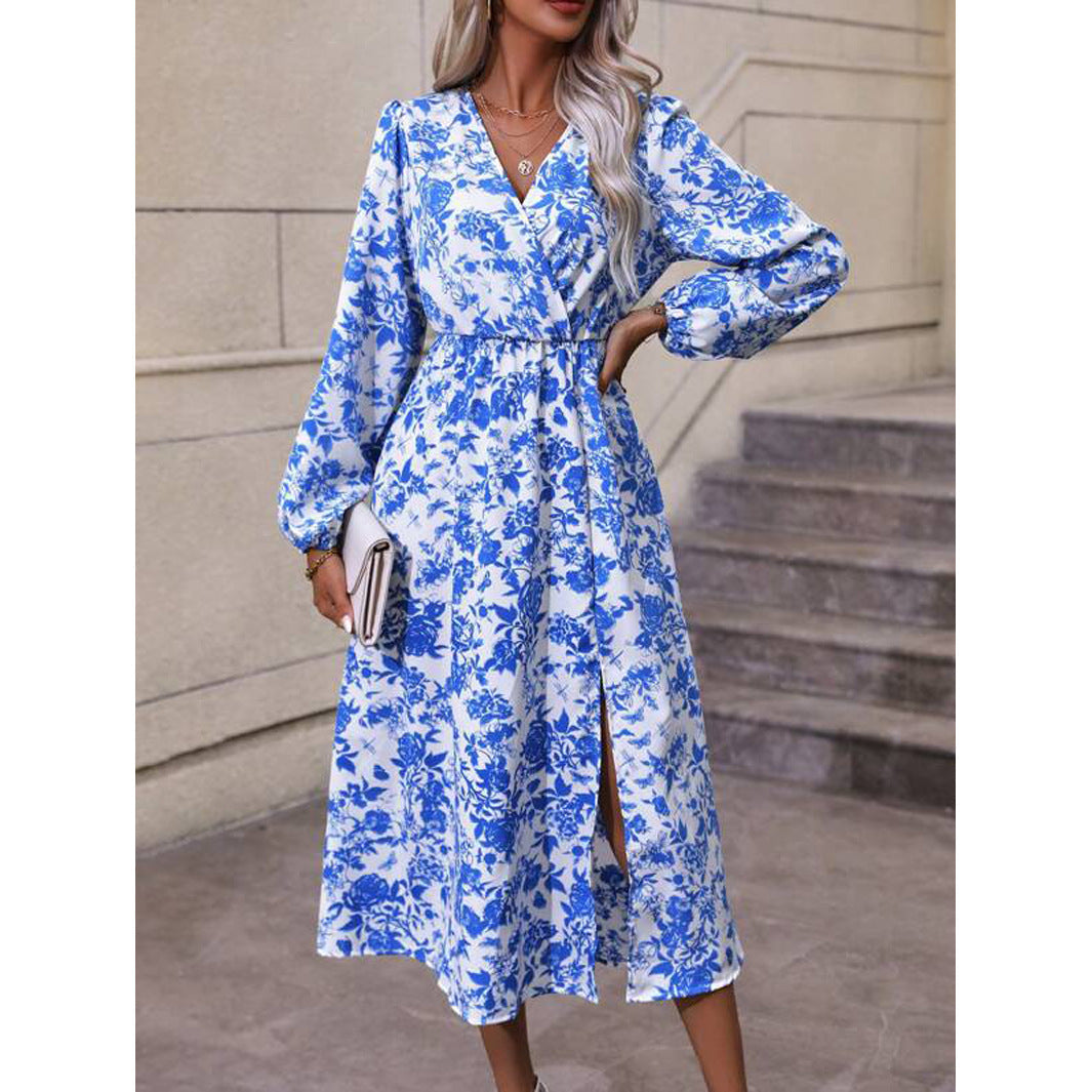 Yvonne® | Women'S Floral Design Maxi Dress With V-Neck And Waist