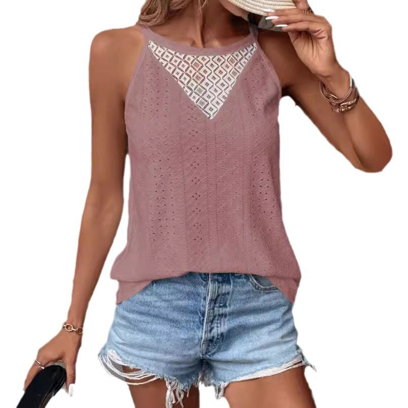 Sabrina® | Women'S Sleeveless Top With Fine Openwork Pattern And Elegant Lace Inserts