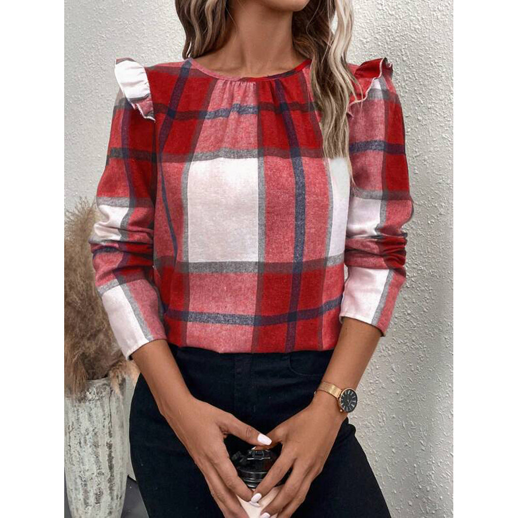 Josefa® | Women'S Blouse With Ruffle Details And Checked Pattern