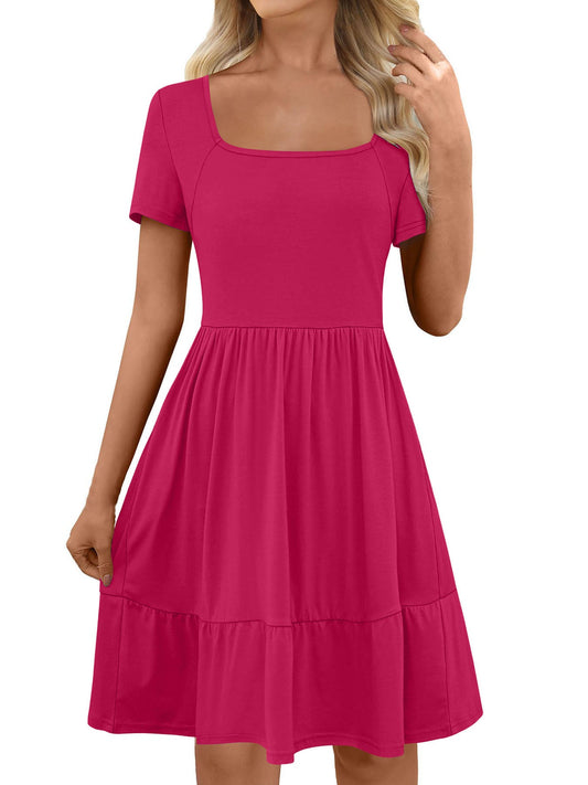 Luisa® | Women'S A-Line Casual Dress With Square Neckline And Flounce