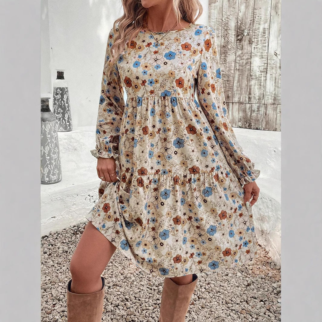 Norma® | Women'S Floral Dress With A Casual Cut And Elegant Puff Sleeves
