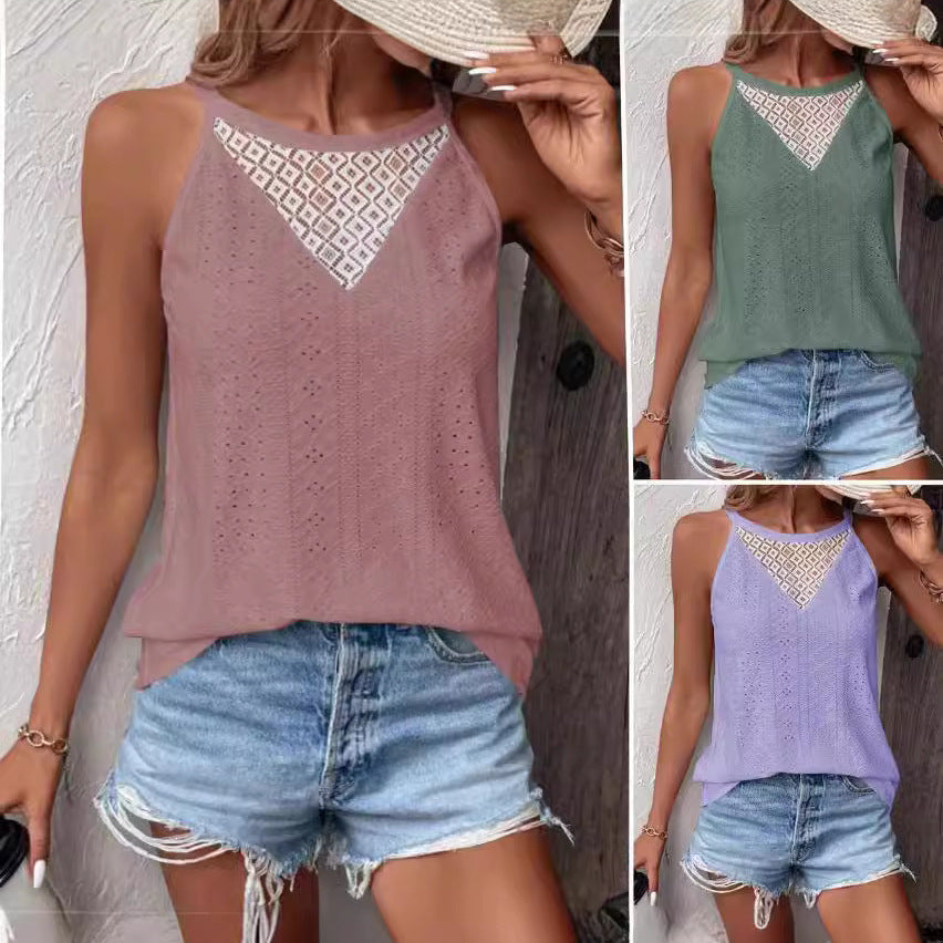 Sabrina® | Women'S Sleeveless Top With Fine Openwork Pattern And Elegant Lace Inserts