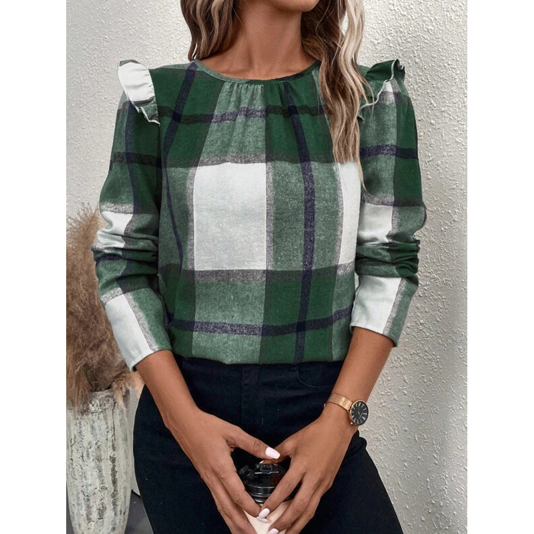 Josefa® | Women'S Blouse With Ruffle Details And Checked Pattern