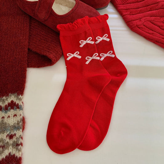 Bow Slouchy Mid-Calf Cute Socks