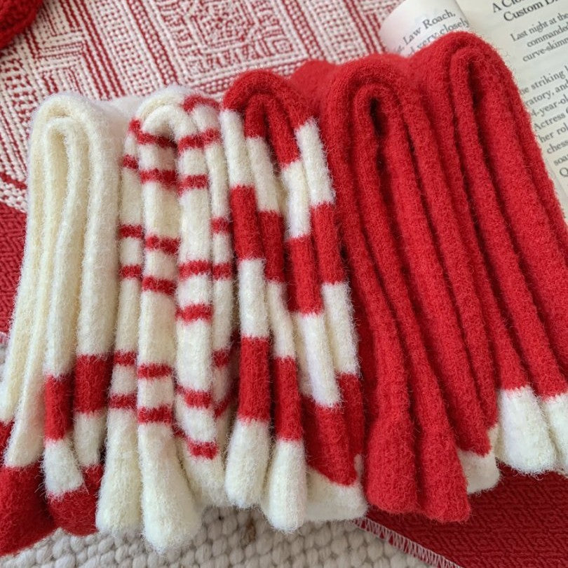 Wool Thick Warm Red Cute Socks