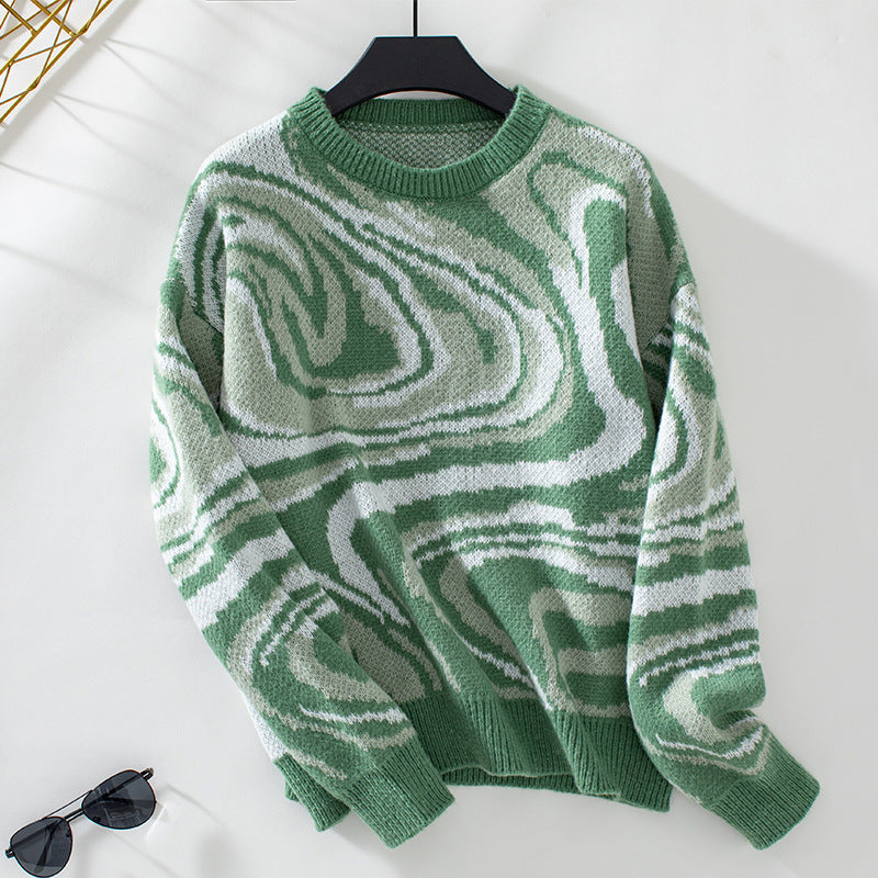 Brenda | Knitted sweater with a wavy geometric pattern