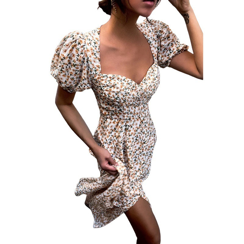 Katia® | Women'S Floral Shirt Puff Sleeve Midi Dress