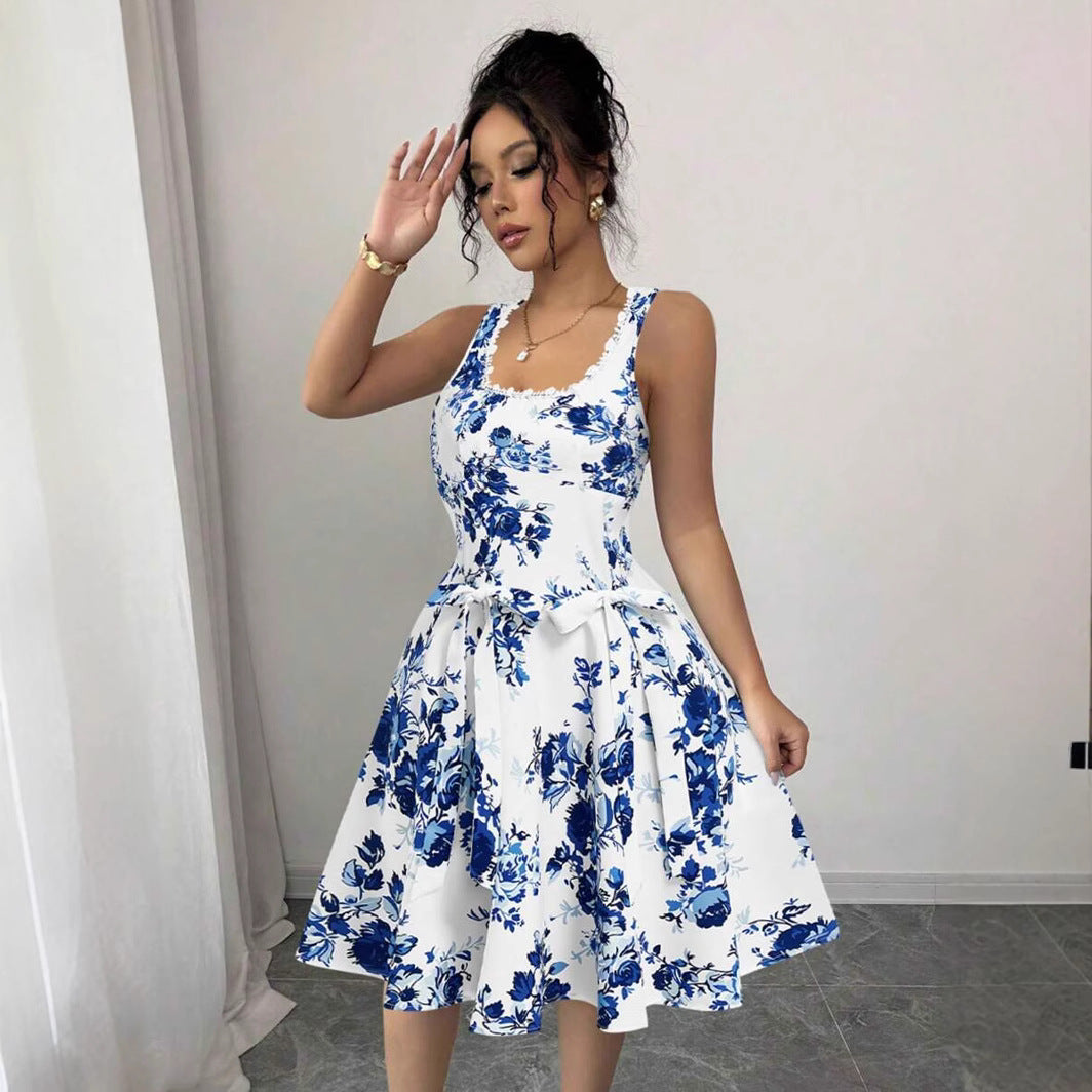 Nicolasa® | Women'S Floral Print Dress With Fitted Design And Swing Skirt