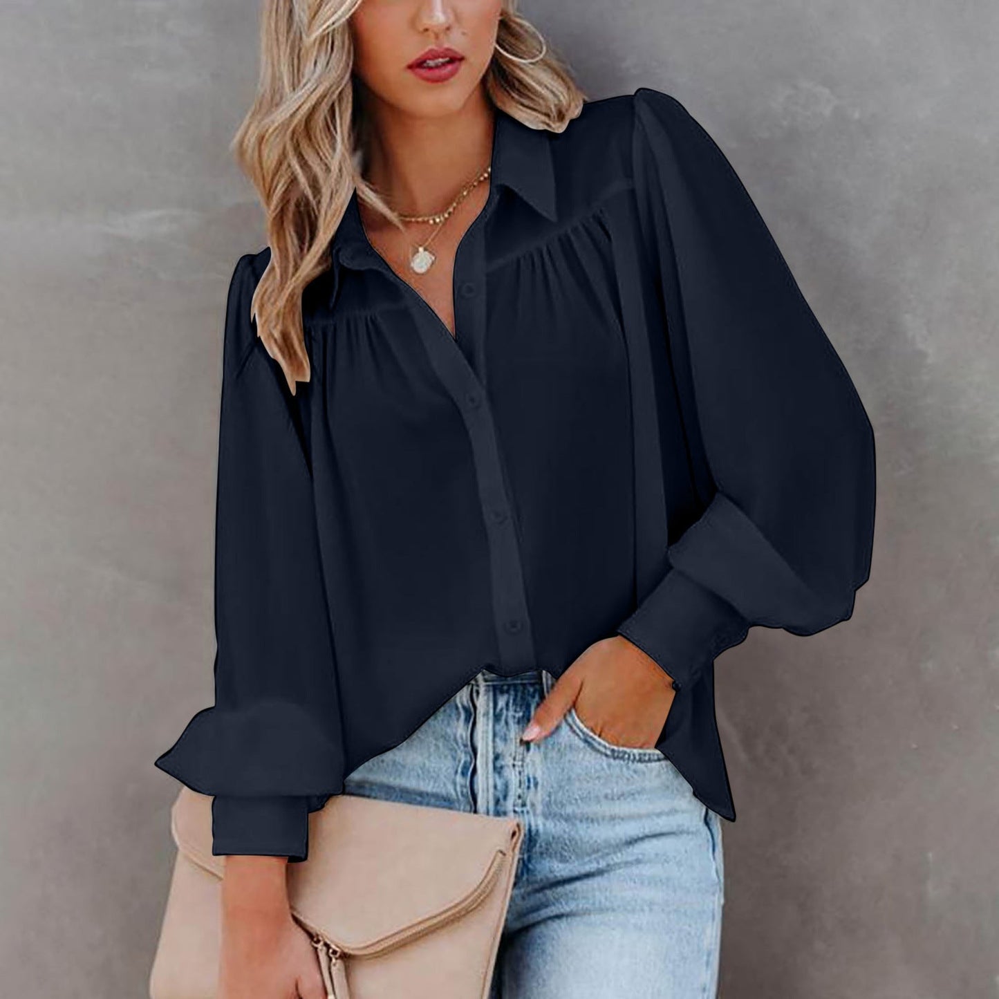 Iliana® | Women'S Blouse With Modern Puff Sleeves And Fine Button Details