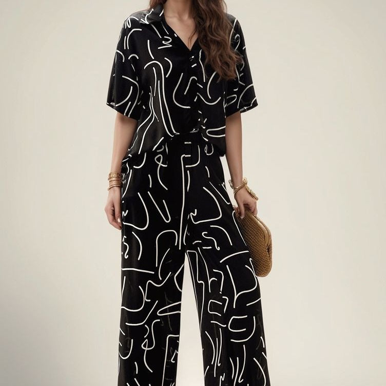 Paula® | Women'S Abstract Print Loose Fit Loungewear Set