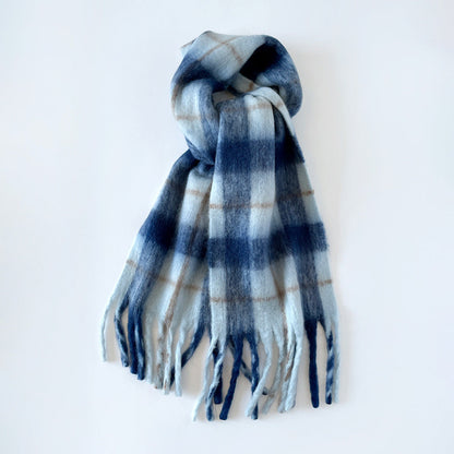 Plaid Mohair Blend Scarf