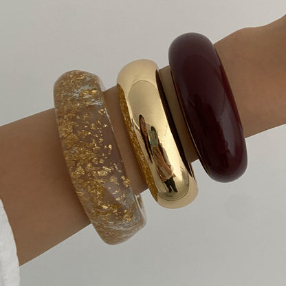 Smooth Wide Gold Foil Tie Dye Bracelet