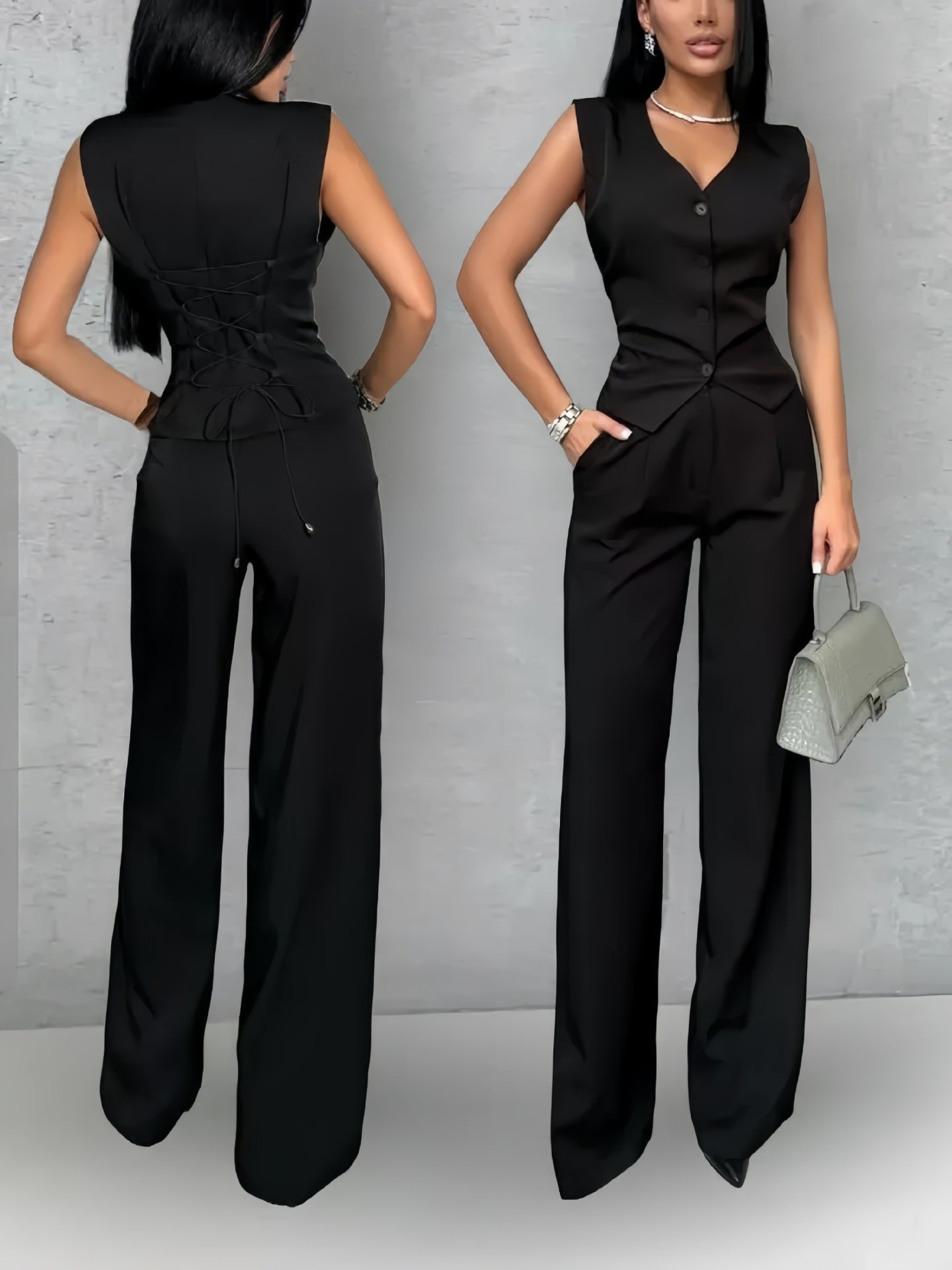 Rita® | Women'S Suit Set With Sleeveless Vest And Comfortable Trousers